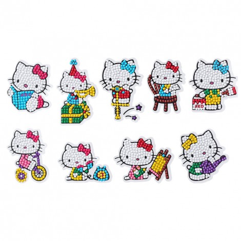 DIY Stickers - 9pcs Cartoon Cat Book Adhesive Drawing