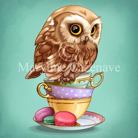 Maryline Cazenave Tea Owl Diamond Painting Kit