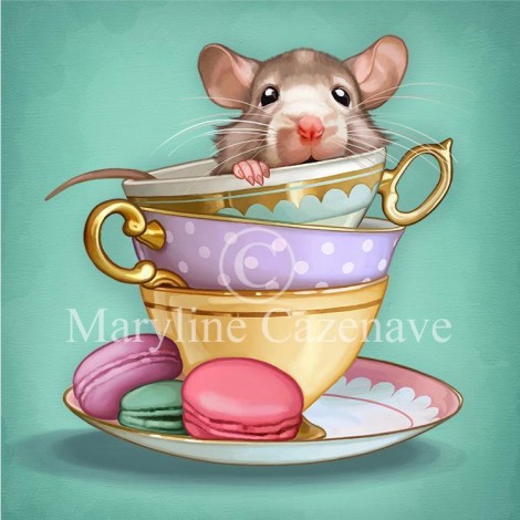 Maryline Cazenave Tea Mouse Diamond Painting Kit
