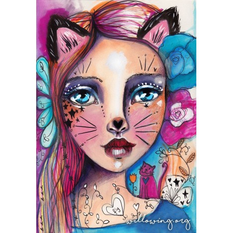 Willowing Arts Cat Girlie Diamond Painting Kit