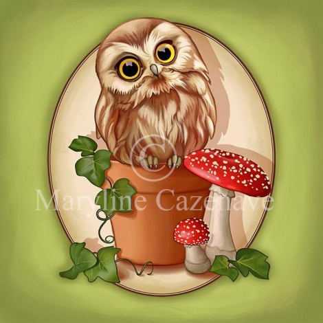 Maryline Cazenave Mushroom Owl Diamond Painting Kit
