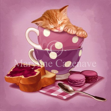 Maryline Cazenave Breakfast Kitten Diamond Painting Kit